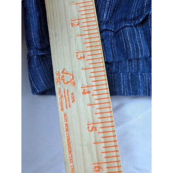 Athleta Womens 2 Striped Cabo Blue Linen Shorts Elastic Waist Drawstring Running - Picture 6 of 9